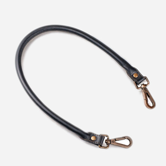 Urban Equestrian  Rolled Elbow - Black Italian Leather Strap with Antique Brass