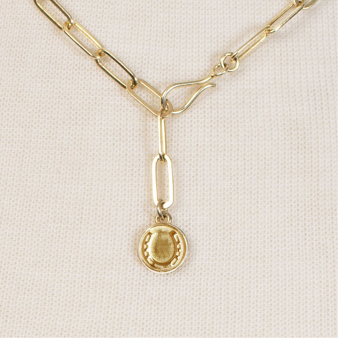 Urban Equestrian  Roxy - Paperclip Chain w/ Horseshoe Coin - Large Link in Gold