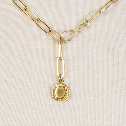 Urban Equestrian  Roxy - Paperclip Chain w/ Horseshoe Coin - Large Link in Gold