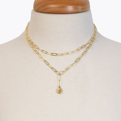 Urban Equestrian  Roxy - Paperclip Chain w/ Horseshoe Coin - Large Link in Gold