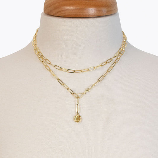 Urban Equestrian  Roxy - Paperclip Chain w/ Horseshoe Coin - Large Link in Gold