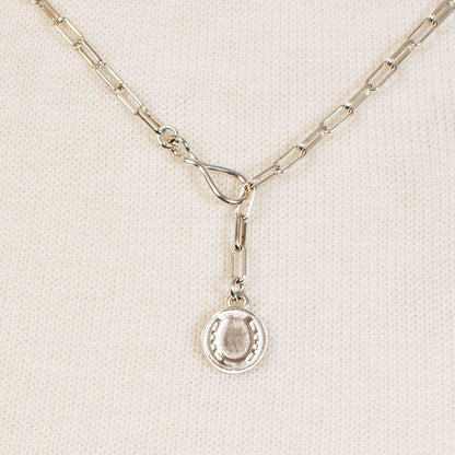 Urban Equestrian  Roxy - Paperclip Chain w/ Horseshoe Coin - Large Link in Silver