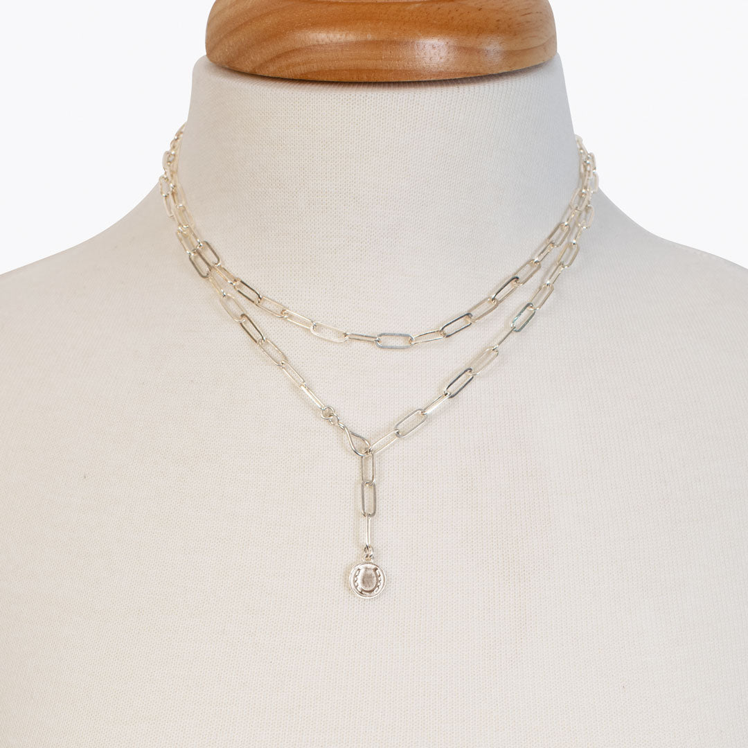 Urban Equestrian  Roxy - Paperclip Chain w/ Horseshoe Coin - Large Link in Silver