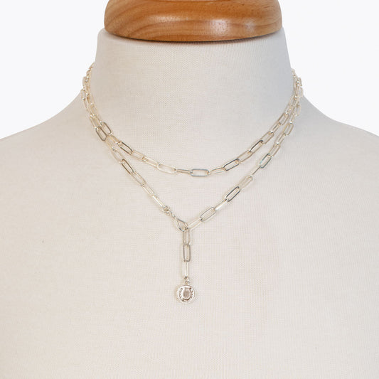 Urban Equestrian  Roxy - Paperclip Chain w/ Horseshoe Coin - Large Link in Silver