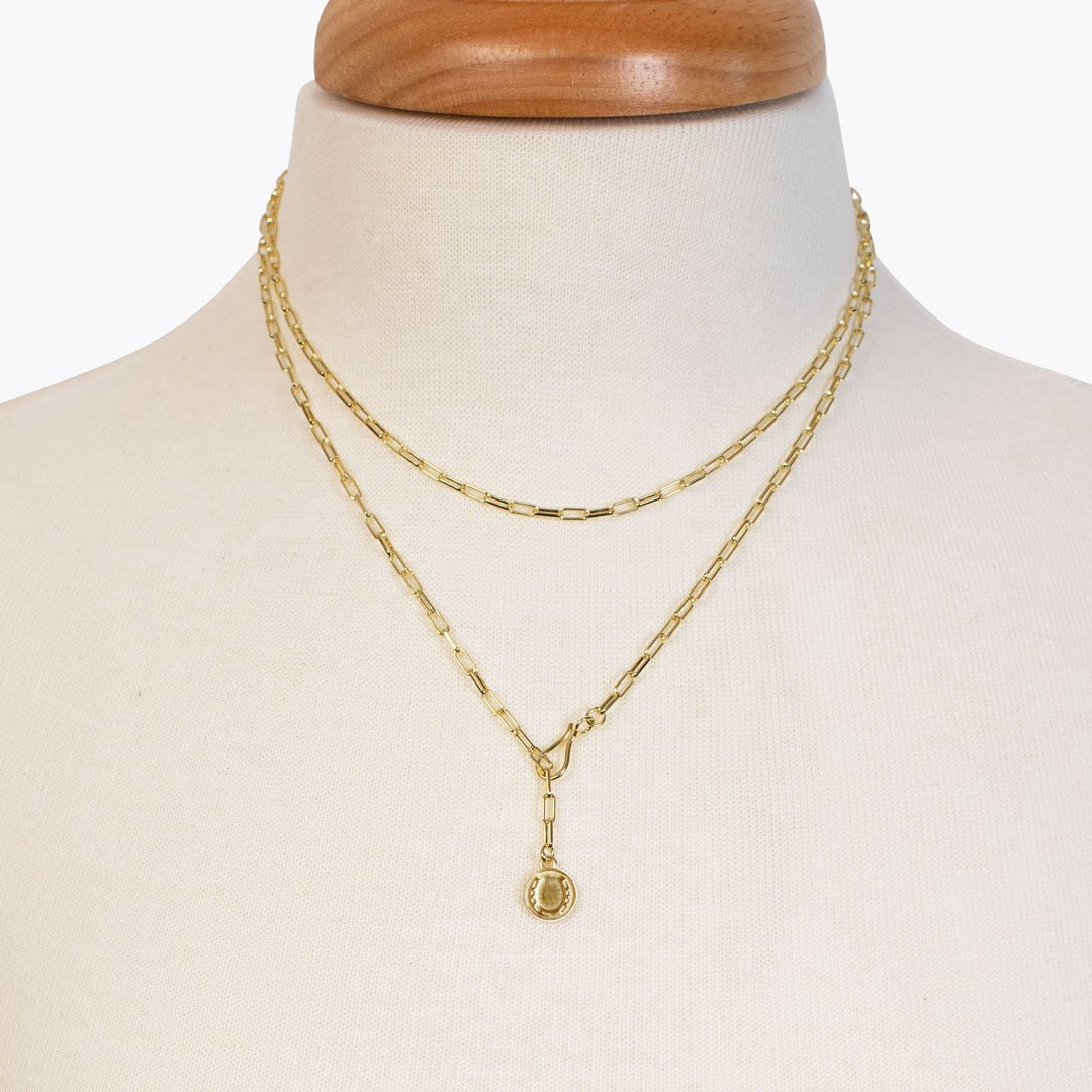 Urban Equestrian  Roxy - Paperclip Chain w/ Horseshoe Coin - Petite Link in Gold