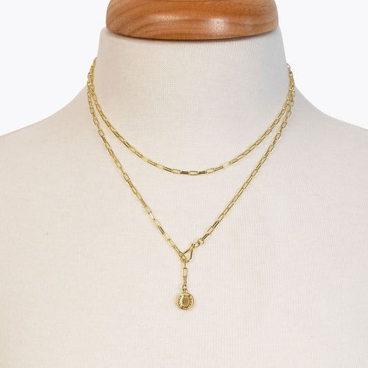 Urban Equestrian  Roxy - Paperclip Chain w/ Horseshoe Coin - Petite Link in Gold