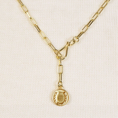 Urban Equestrian  Roxy - Paperclip Chain w/ Horseshoe Coin - Petite Link in Gold