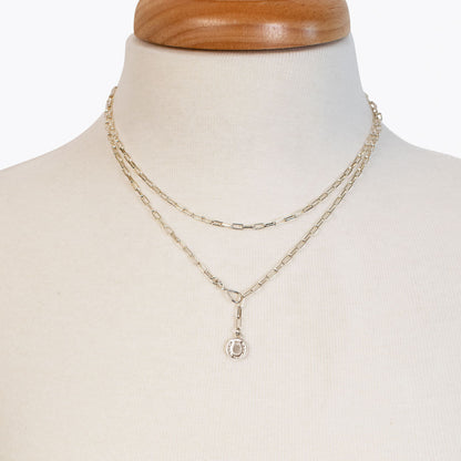 Urban Equestrian  Roxy - Paperclip Chain w/ Horseshoe Coin - Petite Link in Silver