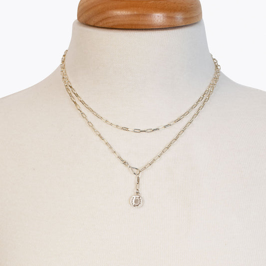 Urban Equestrian  Roxy - Paperclip Chain w/ Horseshoe Coin - Petite Link in Silver