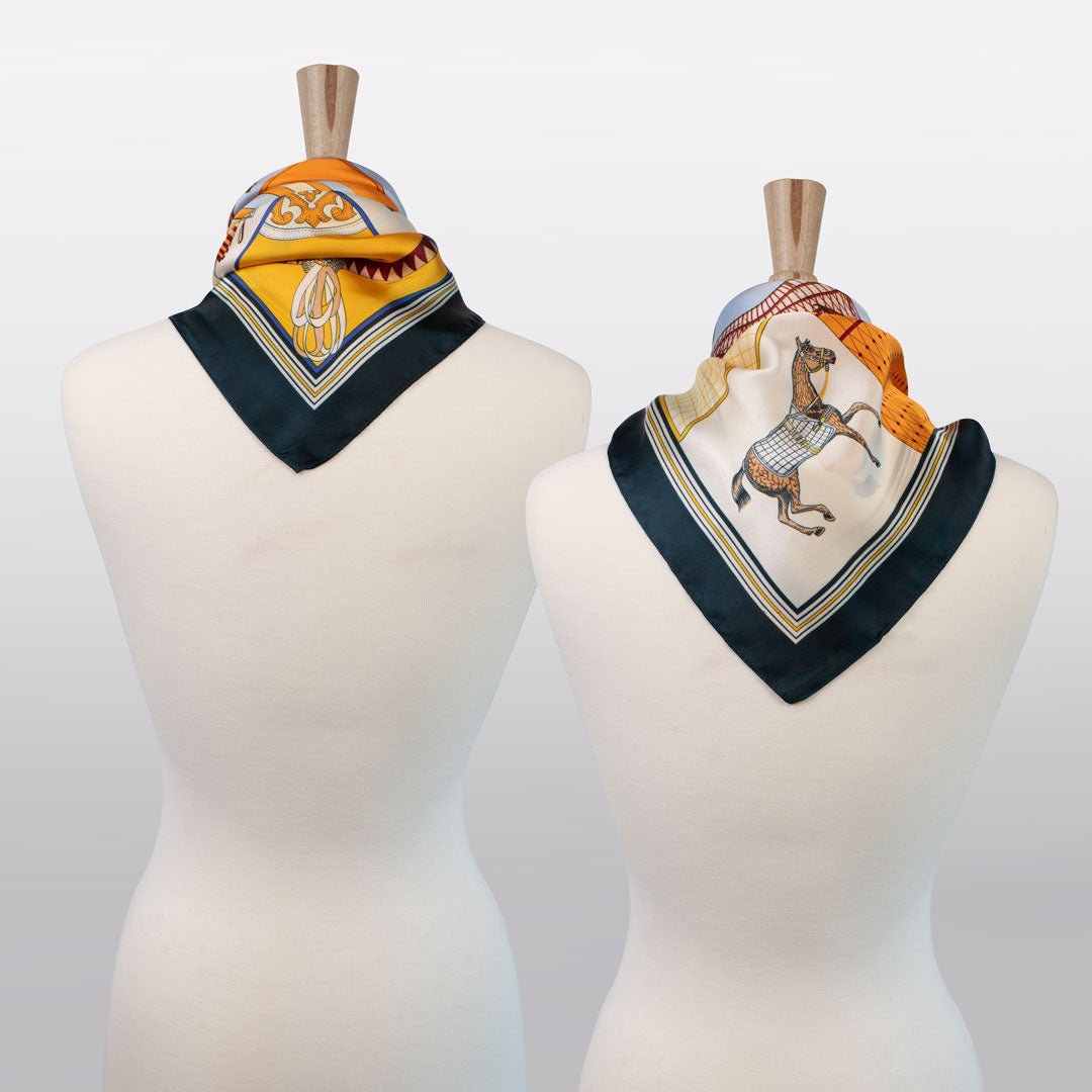 Urban Equestrian  Signature - Stylized Equestrian Scarf in Deep Blue