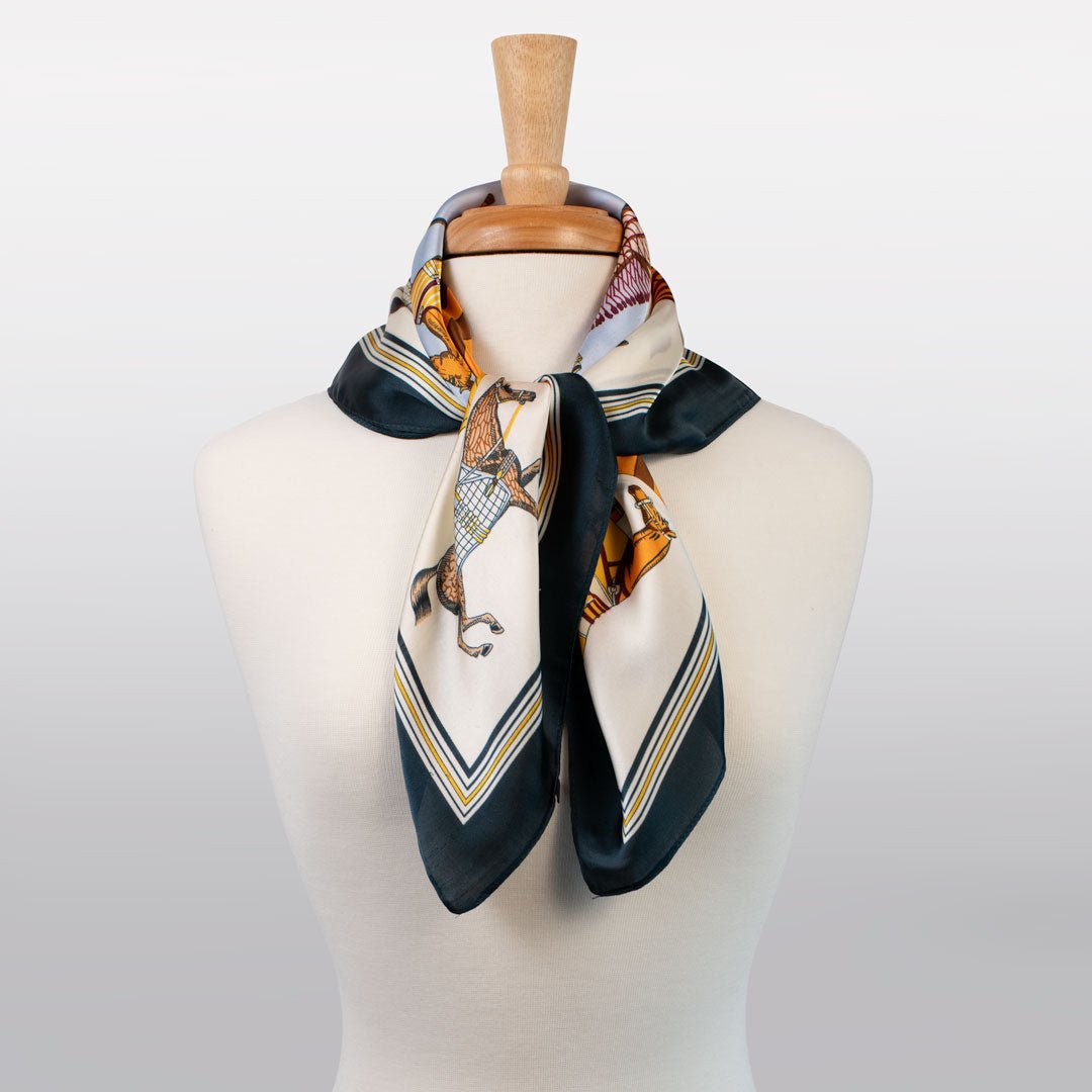 Urban Equestrian  Signature - Stylized Equestrian Scarf in Deep Blue