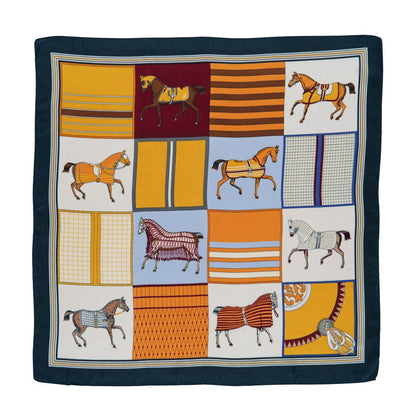 Urban Equestrian  Signature - Stylized Equestrian Scarf in Deep Blue