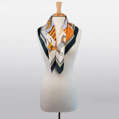 Urban Equestrian  Signature - Stylized Equestrian Scarf in Deep Blue
