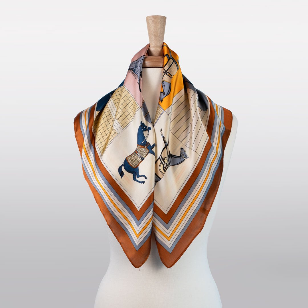 Urban Equestrian  Signature - Stylized Equestrian Scarf in Deep Safron