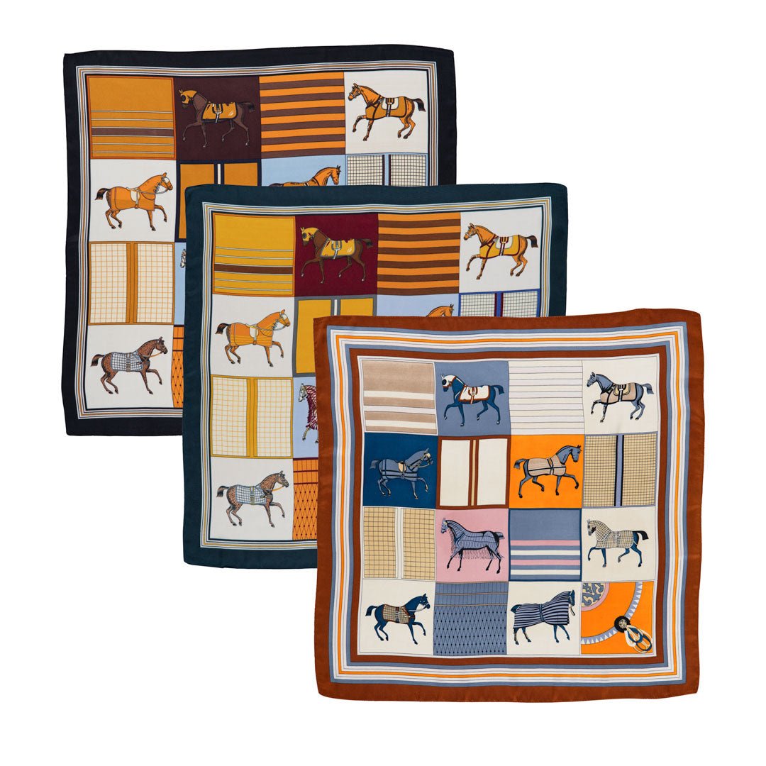 Urban Equestrian  Signature - Stylized Equestrian Scarf in Deep Safron