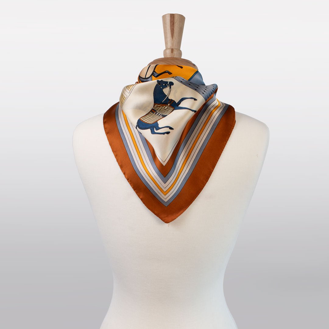 Urban Equestrian  Signature - Stylized Equestrian Scarf in Deep Safron