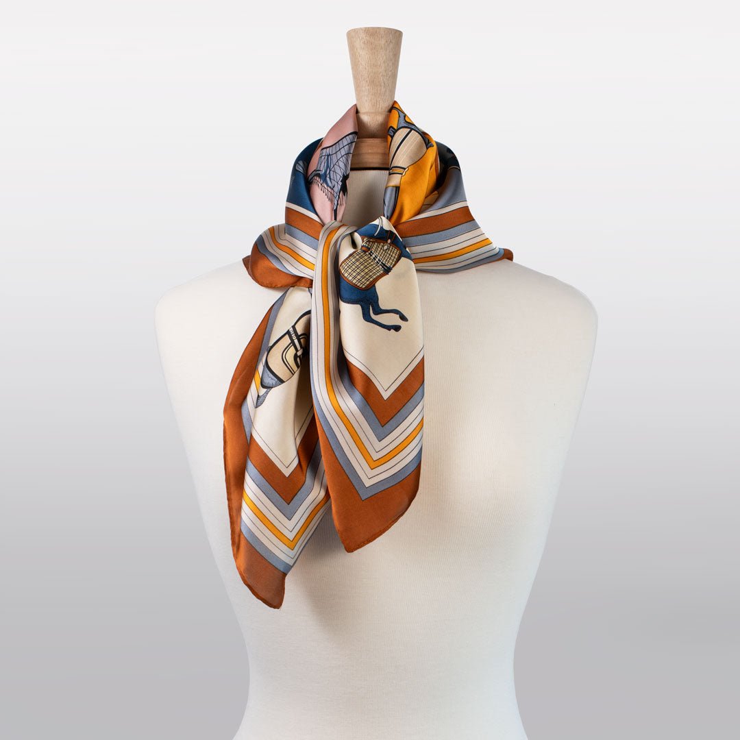Urban Equestrian  Signature - Stylized Equestrian Scarf in Deep Safron