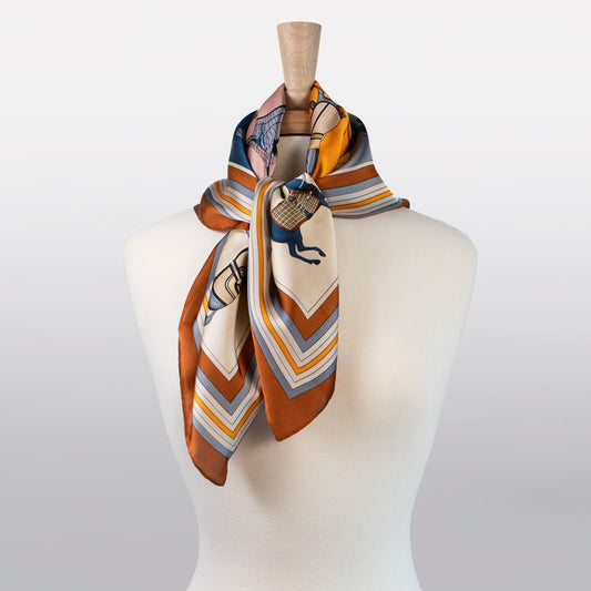 Urban Equestrian  Signature - Stylized Equestrian Scarf in Deep Safron