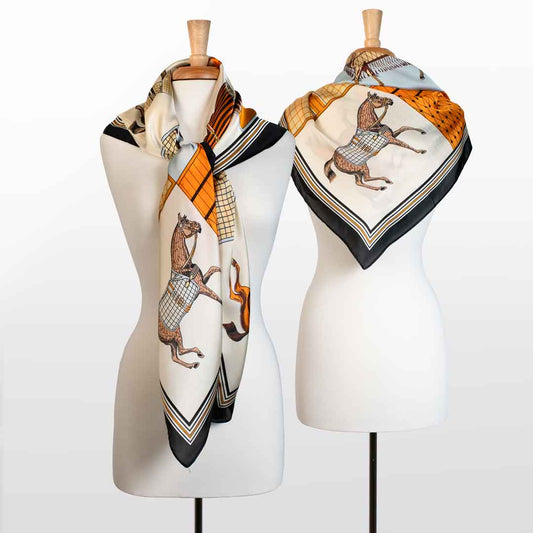 Urban Equestrian  Signature - Oversize Equestrian Scarf in Black