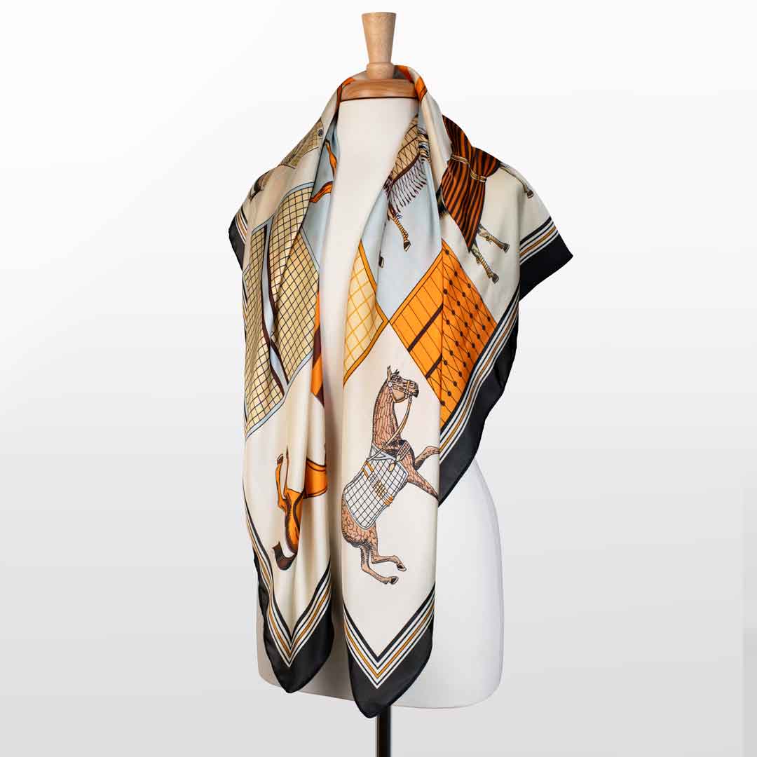 Urban Equestrian  Signature - Oversize Equestrian Scarf in Black