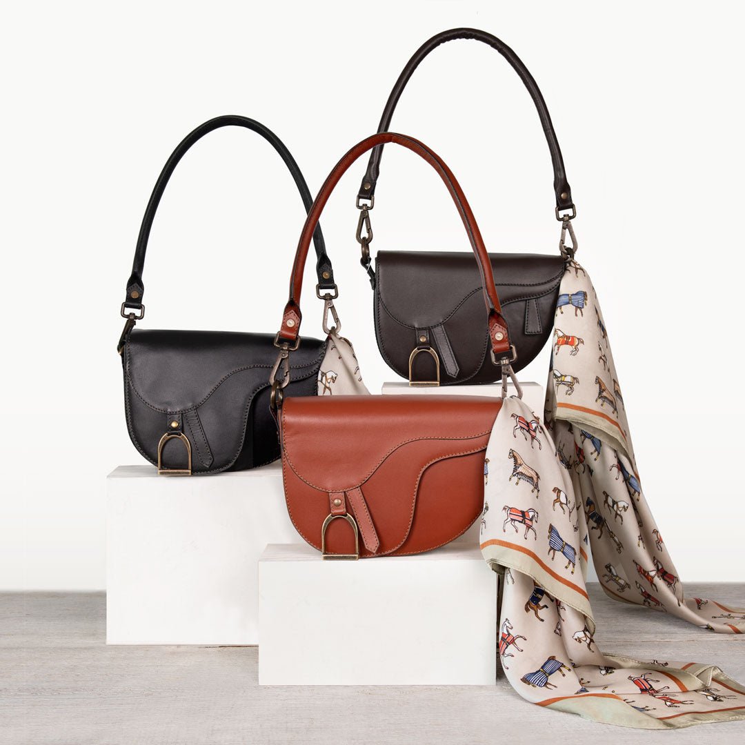 Urban Equestrian  Signature Saddle Bag - Luxury Leather Handbag in Cognac