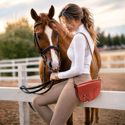 Urban Equestrian  Signature Saddle Bag - Luxury Leather Handbag in Cognac