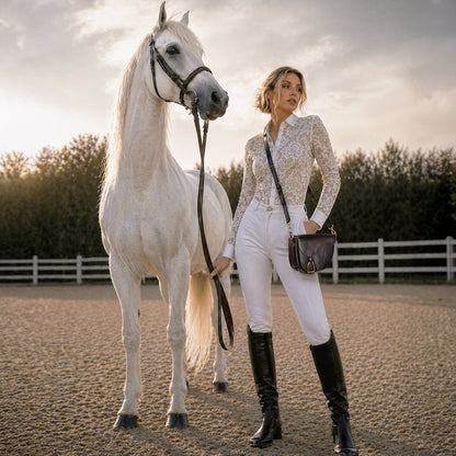 Urban Equestrian  Signature Saddle Bag - Luxury Leather Handbag in Black
