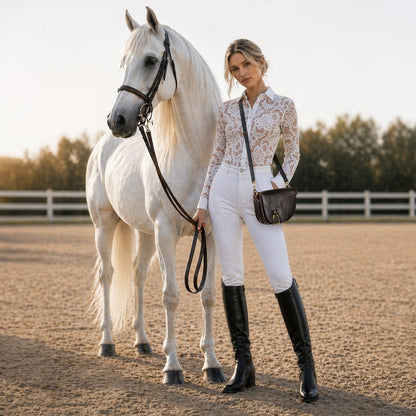 Urban Equestrian  Signature Saddle Bag - Luxury Leather Handbag in Black