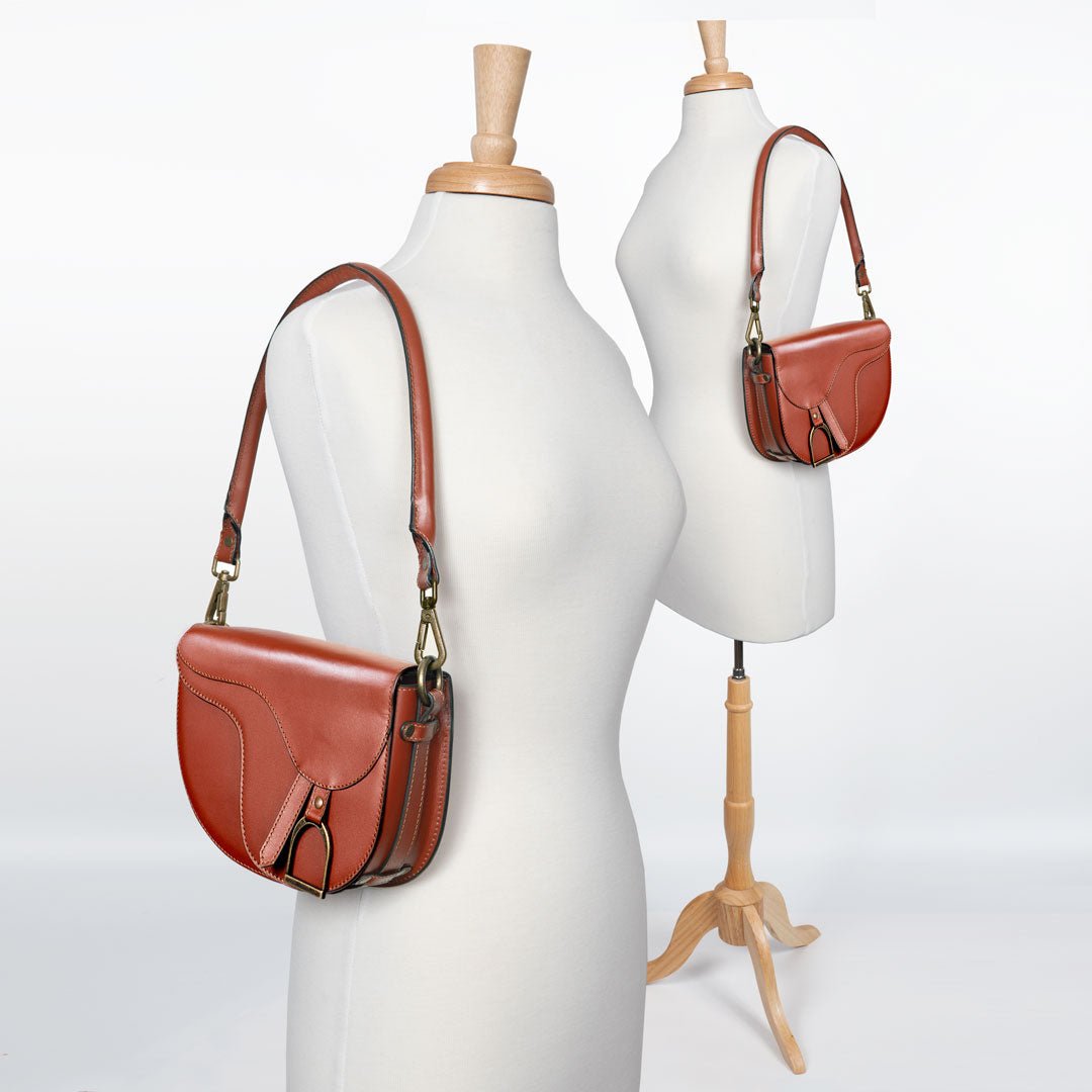 Urban Equestrian  Signature Saddle Bag - Luxury Leather Handbag in Cognac