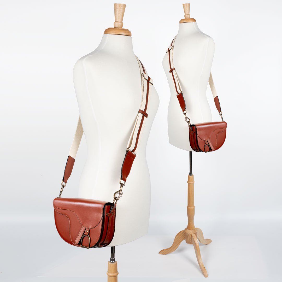 Urban Equestrian  Signature Saddle Bag - Luxury Leather Handbag in Cognac