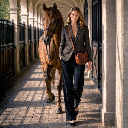 Urban Equestrian  Signature Saddle Bag - Luxury Leather Handbag in Cognac