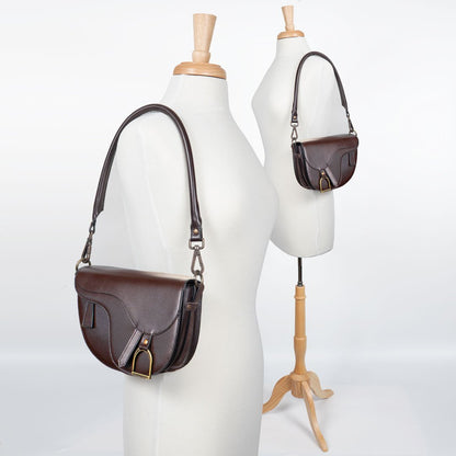 Urban Equestrian  Signature Saddle Bag - Luxury Leather Handbag in Deep Brown