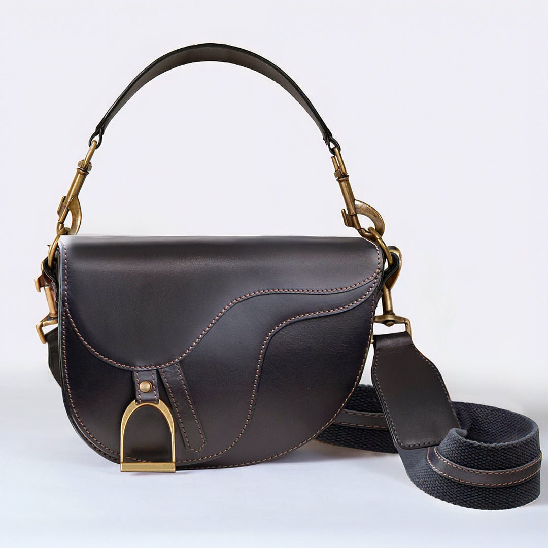 Urban Equestrian  Signature Saddle Bag - Luxury Leather Handbag in Black