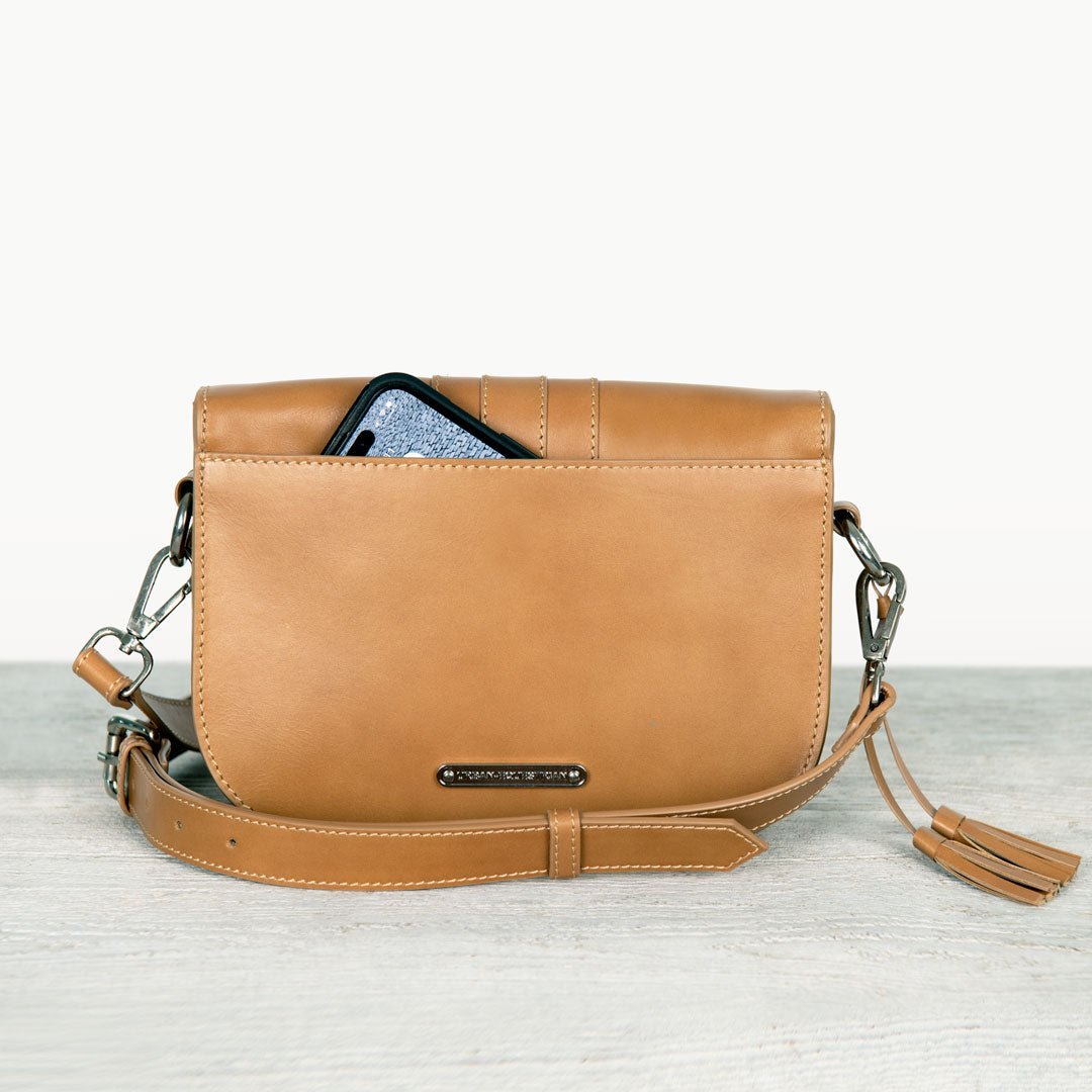 Urban Equestrian  Signature Stirrup - Riding Stirrup Crossbody Luxury Leather Handbag in Caramel