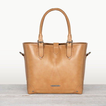 Urban Equestrian  Signature - Riding Stirrup Tote Luxury Leather Handbag in Caramel