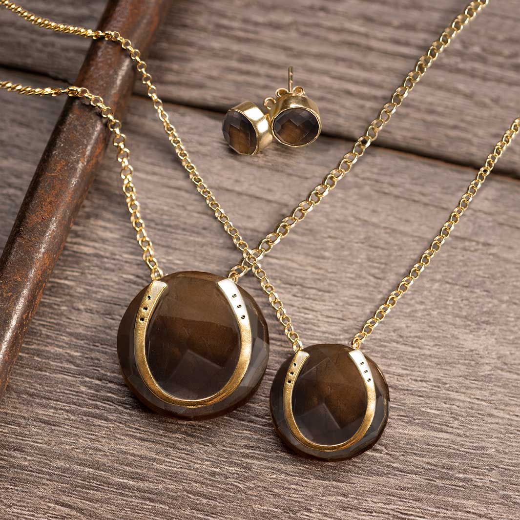 Urban Equestrian  Smokey Topaz Horseshoe Necklace