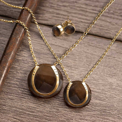 Urban Equestrian  Smokey Topaz Horseshoe Necklace