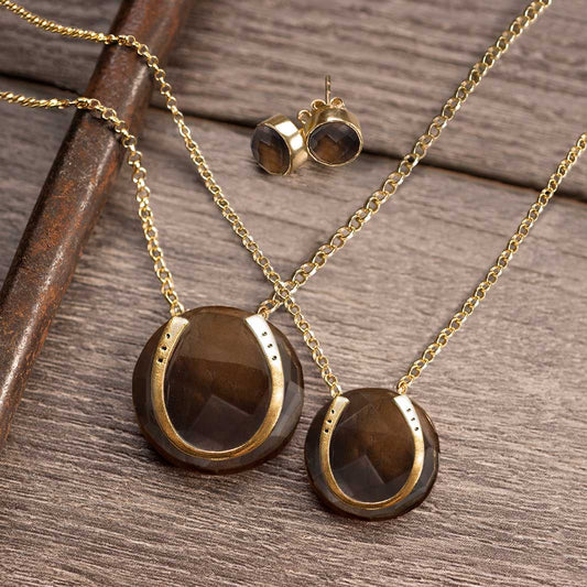Urban Equestrian  Smokey Topaz Horseshoe Necklace