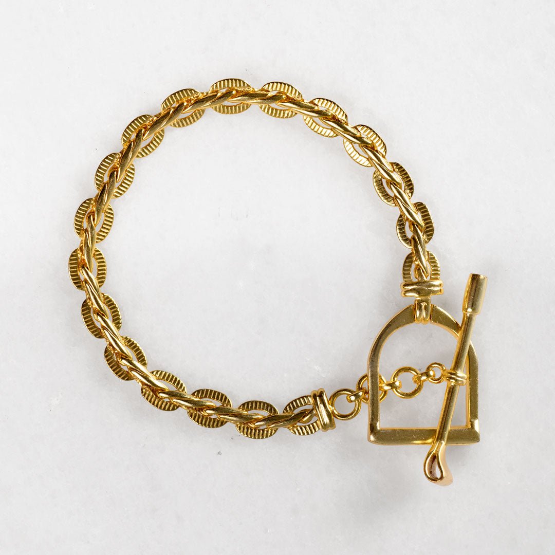 Urban Equestrian  Portia T-Bar Horseshoe Bracelet in Gold