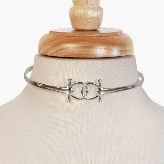 Urban Equestrian  Talisman - Equestrian Horse Bit Choker Necklace in Silver
