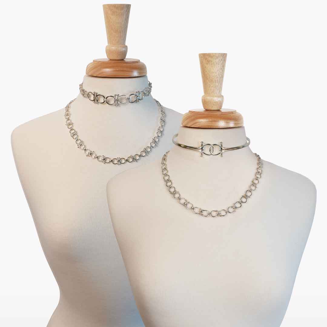 Urban Equestrian  Talisman - Equestrian Horse Bit Choker Necklace in Silver