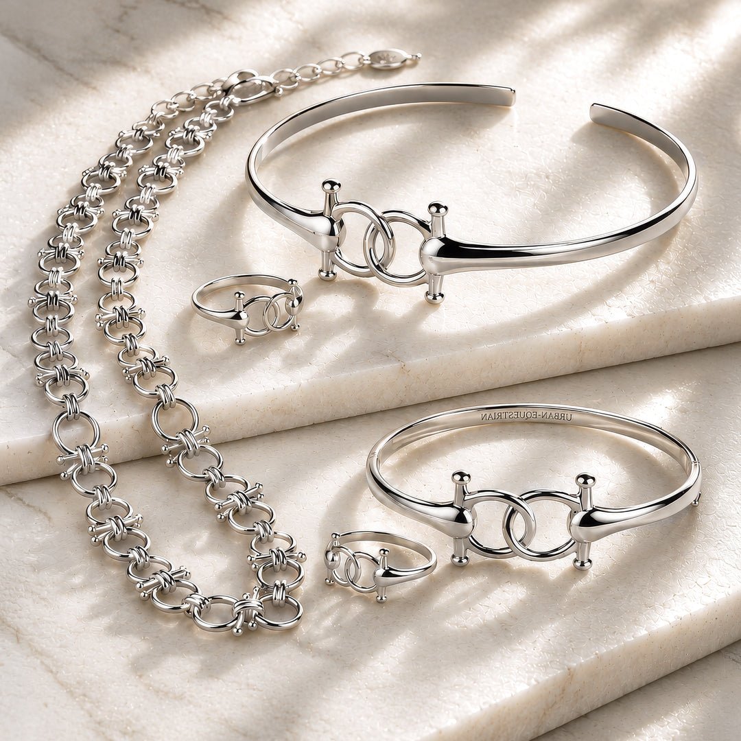 Urban Equestrian  Talisman - Equestrian Horse Bit Choker Necklace in Silver