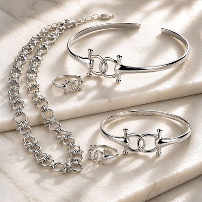 Urban Equestrian  Talisman - Equestrian Horse Bit Choker Necklace in Silver
