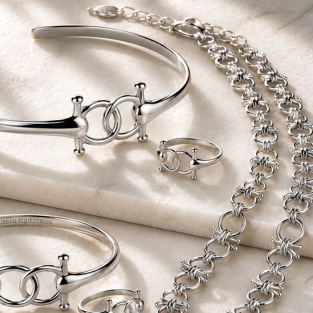 Urban Equestrian  Talisman - Equestrian Horse Bit Choker Necklace in Silver