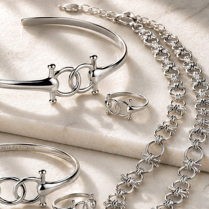 Urban Equestrian  Talisman - Equestrian Horse Bit Choker Necklace in Silver