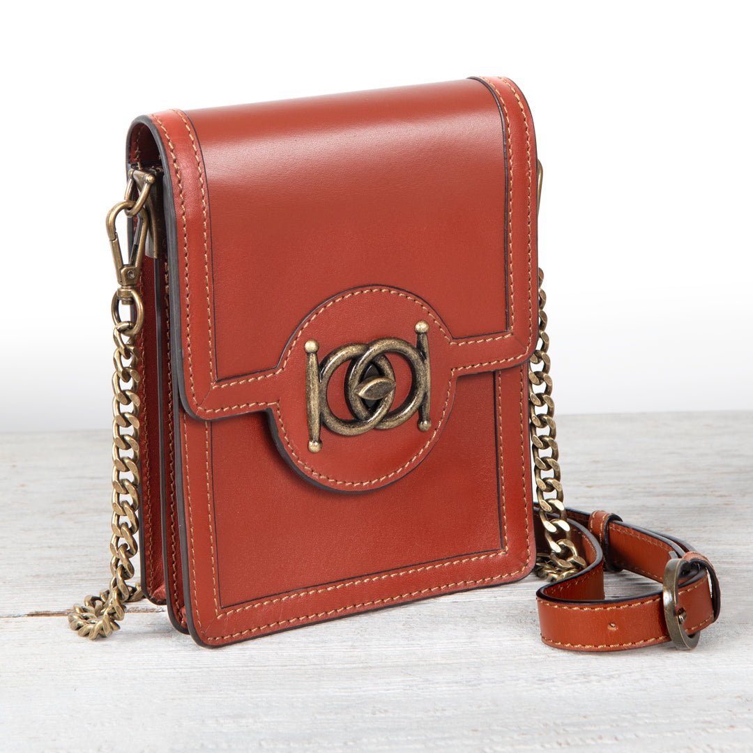 Urban Equestrian  Talisman - Horse Bit Lock Phone Bag in Cognac