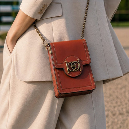 Urban Equestrian  Talisman - Horse Bit Lock Phone Bag in Cognac