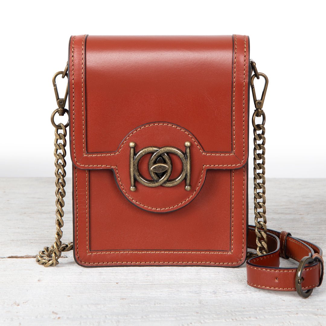 Urban Equestrian  Talisman - Horse Bit Lock Phone Bag in Cognac