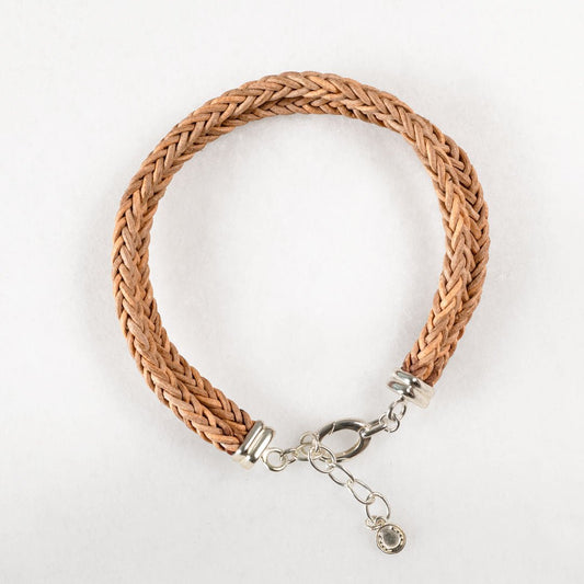 Urban Equestrian  Tally - Braided Leather Horseshoe Coin Bracelet in Natural