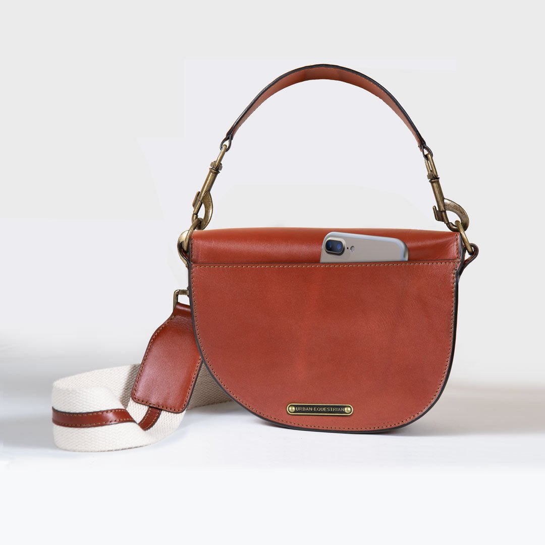 Urban Equestrian  Signature Saddle Bag - Luxury Leather Handbag in Cognac